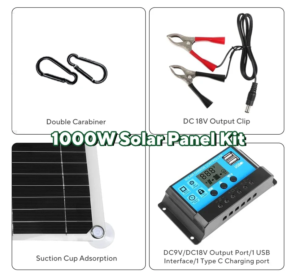 Kit Pannello Solare 1000W, Con - Usb Charger Dynamo recensione e prezzo